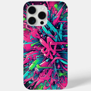 Splattered Chaos: neon paint splatters iPhone 15 Pro Max Case