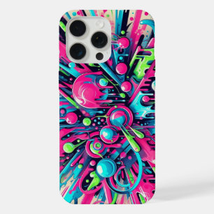 Splattered Chaos: neon paint splatters iPhone 15 Pro Max Case