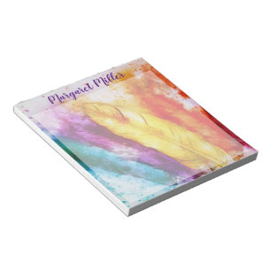Splattered feathers personalised notepad