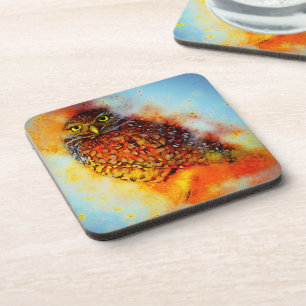 Splattered owl coaster