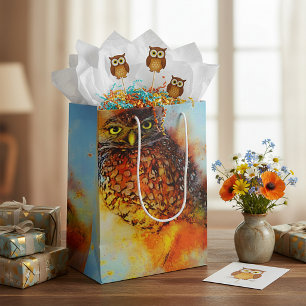 Splattered owl medium gift bag