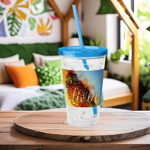 Splattered owl personalised acrylic tumbler