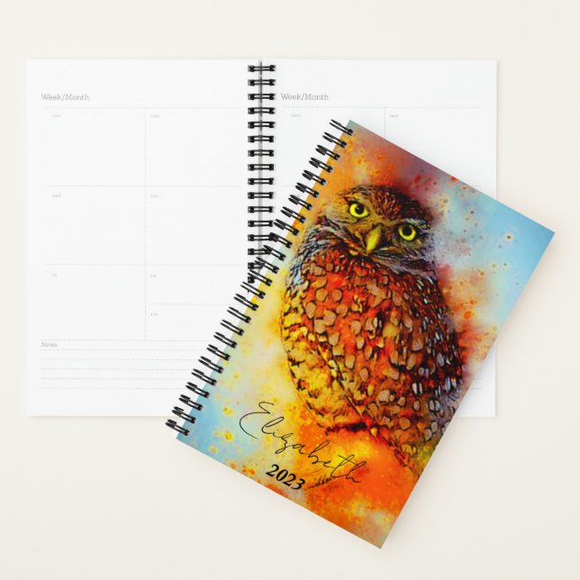 Splattered owl  personalised , custom year planner (Display)