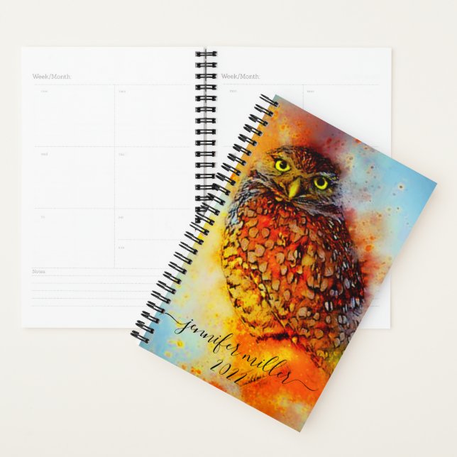Splattered owl personalised planner (Display)