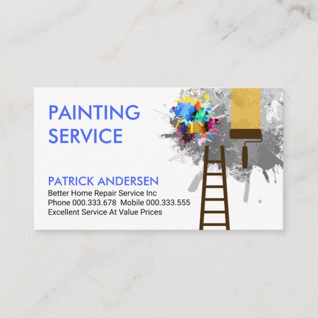 Splattered Paint Home Painting Business Card (Front)