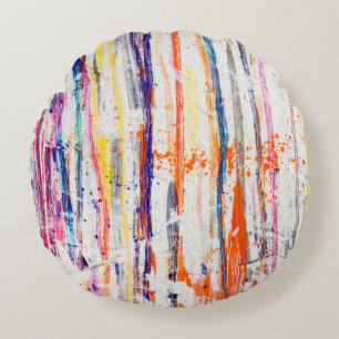 Splattered paint on white backgroundpaint,art,fine round cushion