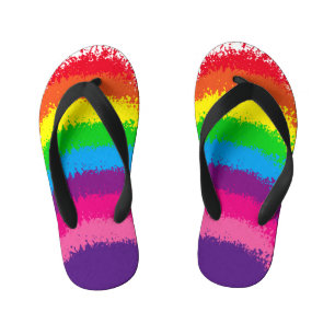 Splattered Rainbow Colours Design Kid's Jandals
