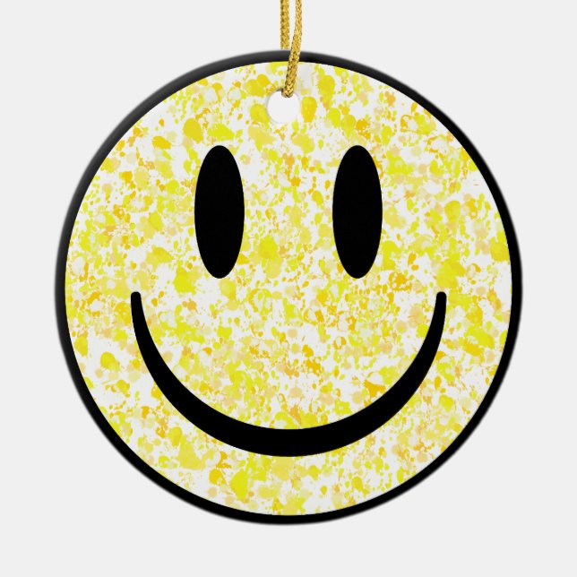 Splattered Smile Face Ceramic Tree Decoration (Front)