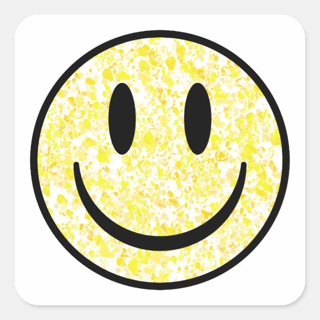 Splattered Smile Face Square Sticker (Front)
