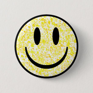 Splattered Smiley Face 6 Cm Round Badge