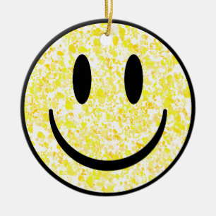 Splattered Smiley Face Ceramic Tree Decoration