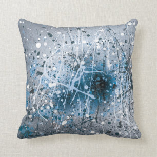 Splatters Paint Blue Cushion
