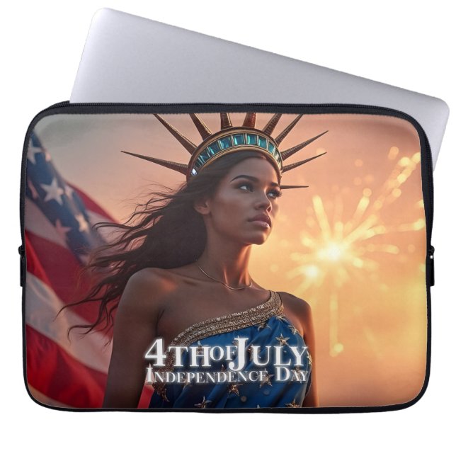 Splendid 4th of July Design - Fireworks & Freedom Laptop Sleeve (Front)