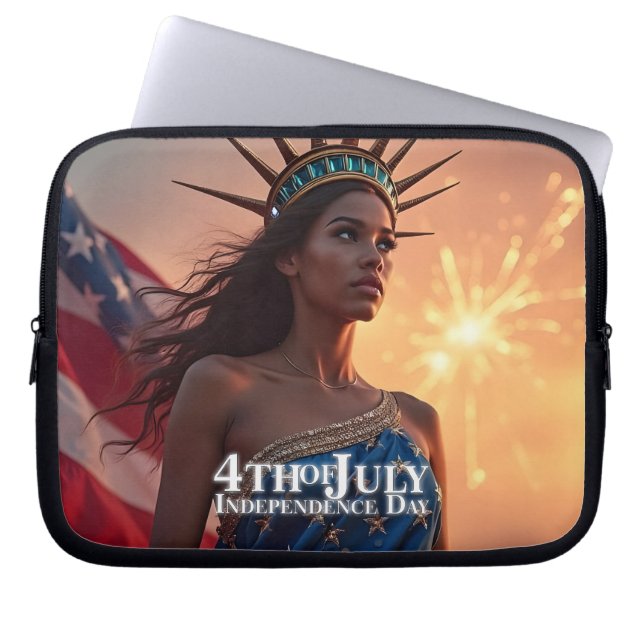 Splendid 4th of July Design - Fireworks & Freedom Laptop Sleeve (Front)