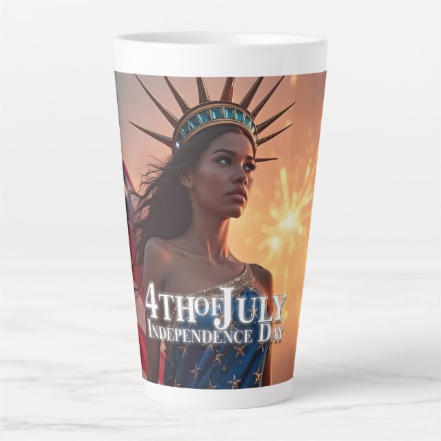 Splendid 4th of July Design - Fireworks & Freedom Latte Mug (Front)