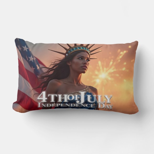 Splendid 4th of July Design - Fireworks & Freedom Lumbar Cushion (Front)
