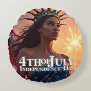 Splendid 4th of July Design - Fireworks & Freedom Round Cushion