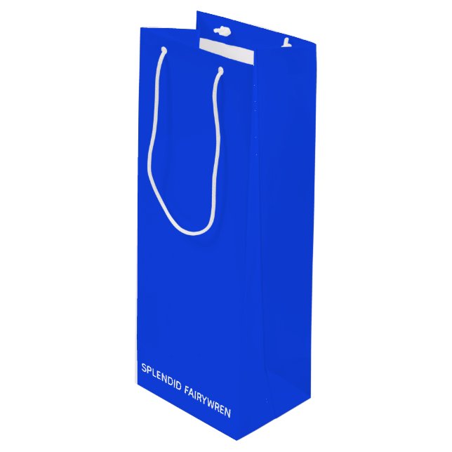 Splendid Fairywren Blue Color Name Wine Gift Bag (Front Angled)