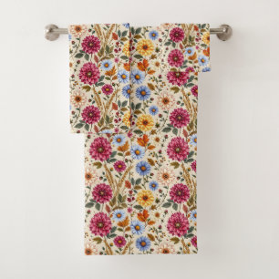 Splendid Fall Flowers Bath Towel Set