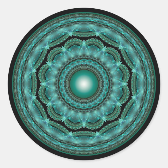 Splendid fractal glossy mandala classic round sticker (Front)