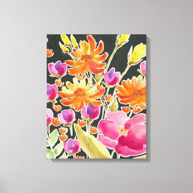 Splendid Gathering - Pink and Orange Flowers Canvas Print (Front)