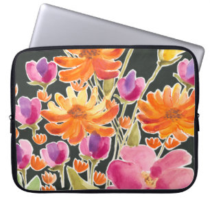 Splendid Gathering - Pink and Orange Flowers Laptop Sleeve