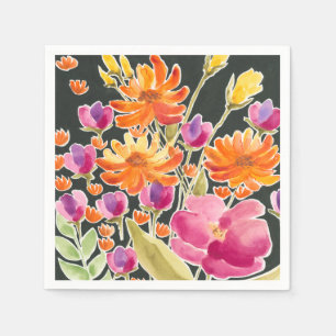 Splendid Gathering - Pink and Orange Flowers Napkin