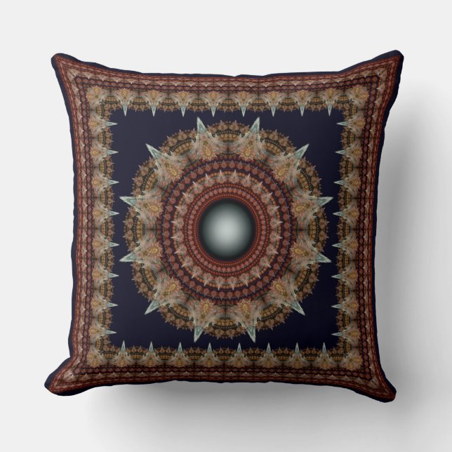 Splendid kaleidoscopic fractal framed ornament cushion (Front)