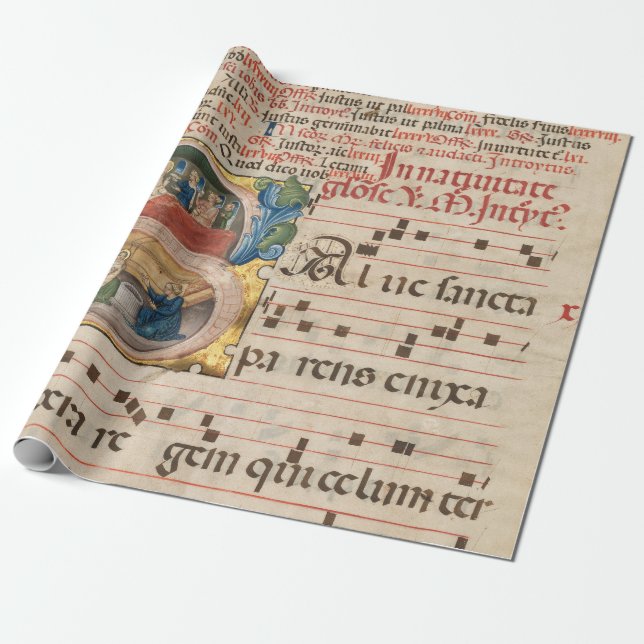 Splendid Mediaeval Music Manuscript Wrapping Paper (Unrolled)