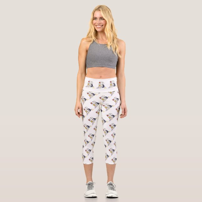 Splendid Neoplasticism Art Monogram. Letter B Capri Leggings (Front)