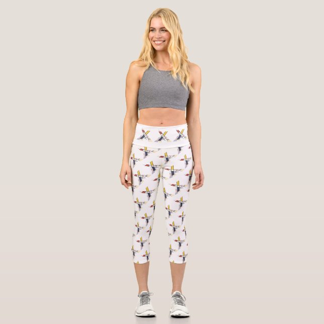 Splendid Neoplasticism Art Monogram. Letter X Capri Leggings (Front)