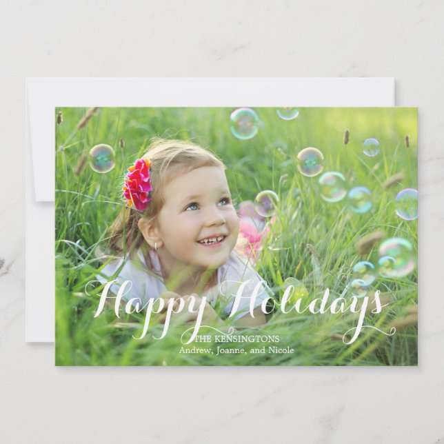 Splendid Script Holiday Photo Cards (Front)
