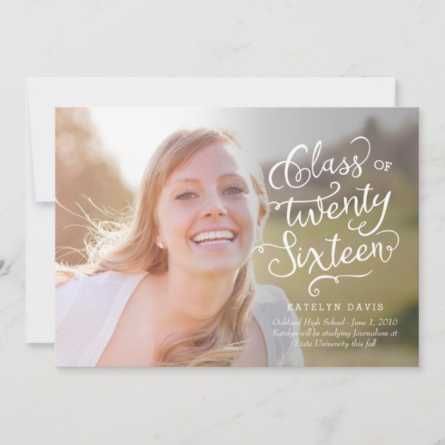 Splendid Statement Graduation Announcement - White (Front)