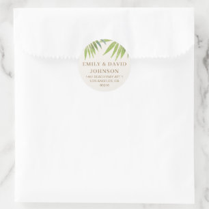 Splendid Summer Palm Tree Love Wedding Invitation Classic Round Sticker