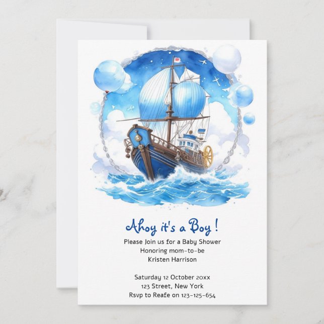 Splendid Voyage: Nautical Boy Baby Shower Invitation (Front)