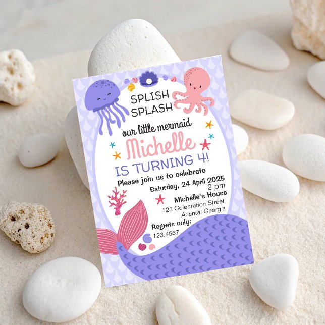 Splis Splash Little Mermaid Birthday Party  Invitation (Creator Uploaded)