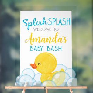 Splish Splash Baby Bash Rubber Duck Welcome Acrylic Sign
