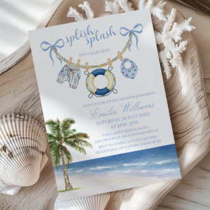 Splish Splash Baby Boy Coastal Baby Shower Invitation