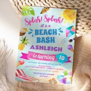 Splish Splash Beach Birthday Party Invitation