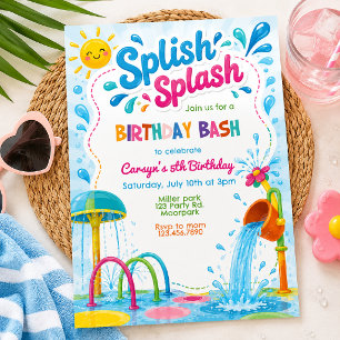 Splish Splash Birthday Bash Splash Pad Invitation