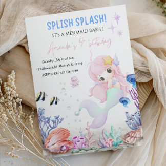 Splish Splash Birthday Party for Little Girl Invitation