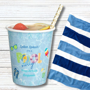 Splish Splash Boys Birthday Swimming Pool Party  Paper Cups