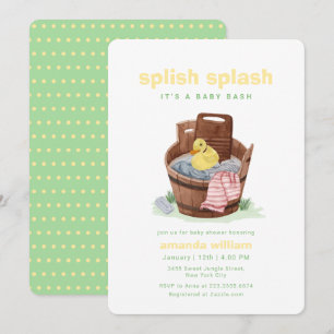 Splish Splash Cloth Tub Rubber Duck Baby Shower  Invitation