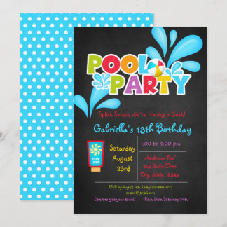Splish Splash  Come To Our Bash Pool Party Invitation