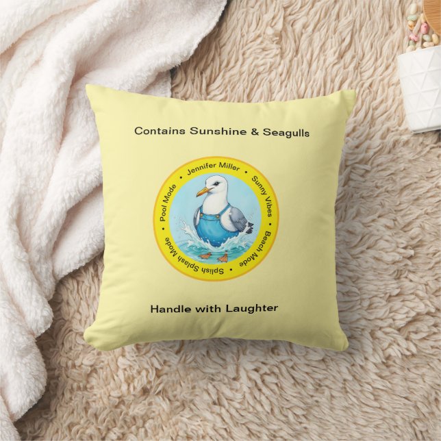 Splish Splash cute summer Seagull vacation  Cushion (Blanket)