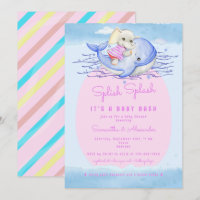 Splish Splash Elephant Pink Girl Pool Baby Shower