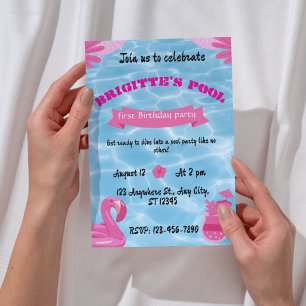 splish splash first birthday invitations for girls