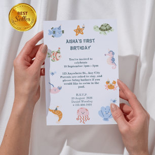 splish splash first birthday invitations for girls