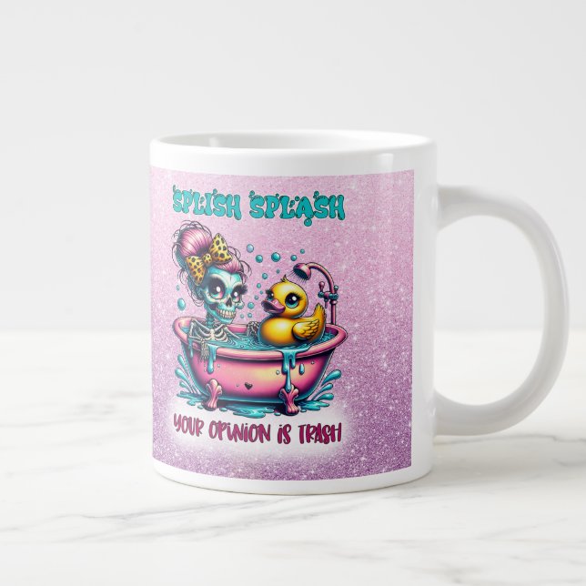 Splish Splash Funny Skeleton Mum Large Coffee Mug (Right)
