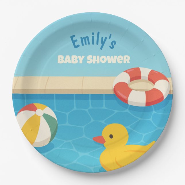 Splish Splash it's a Baby Bash Baby Shower Paper Plate (Front)